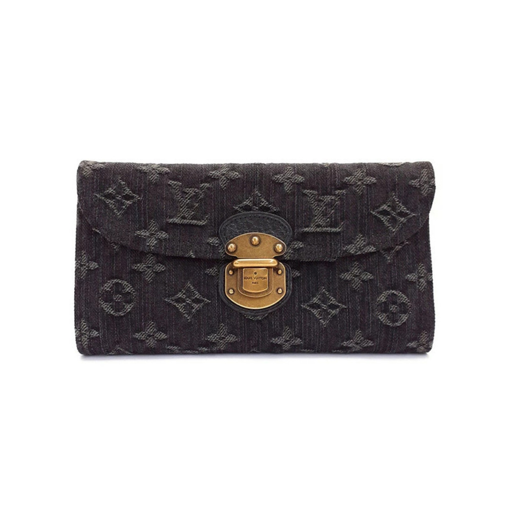 Louis Vuitton Monogram Denim Portefeuille Amelia Tri fold Long Wallet